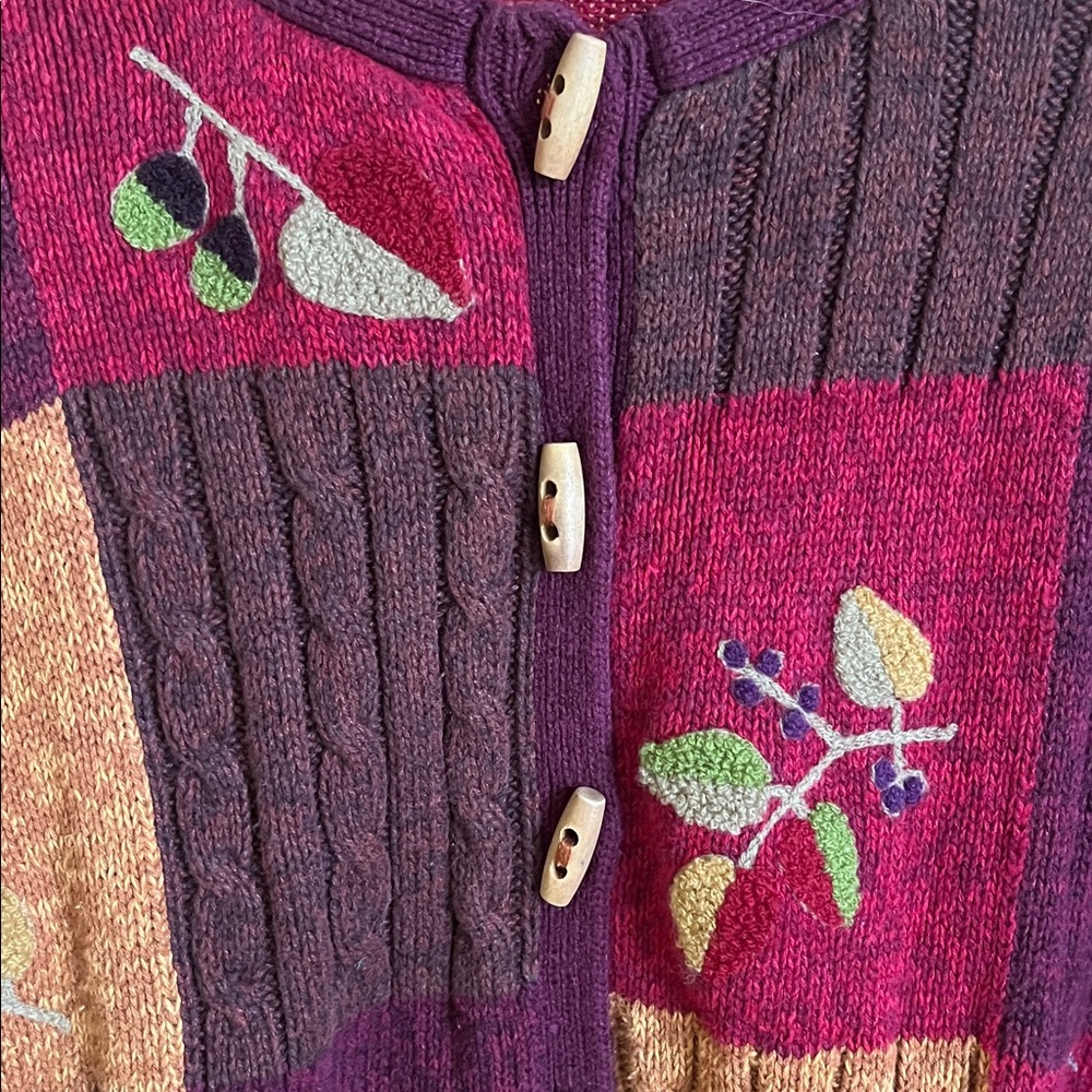 Vintage Erika Patchwork Knit Cardigan Cottagecore - Picture 2 of 8